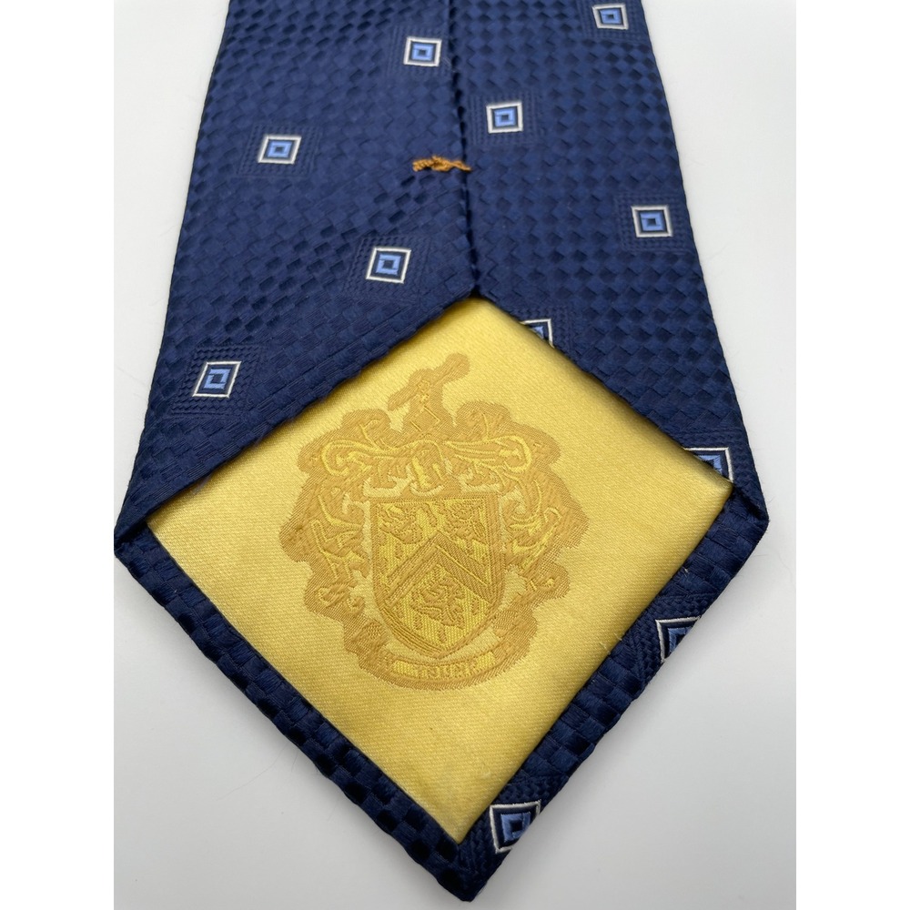 Donald J Trump Signature Collection Mens Navy Blue Geometric 100% Silk Necktie - Picture 3 of 4